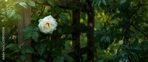 White Rose Blooming on a Wo...