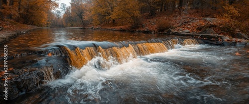 Autumn River with Cascading...
