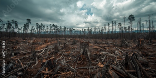 Deforested land with tree s...