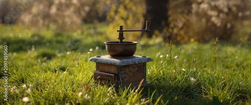 Coffee Grinder on a Wooden ...