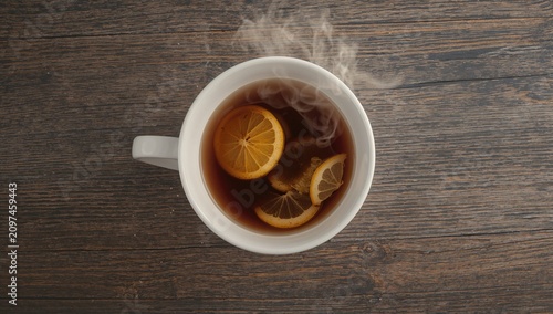 Hot Tea with Lemon Slices -...