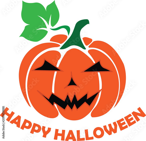 Vibrantly colored cartoon pumpkin illustration featuring a spooky carved face and a cheerful seasonal message, perfect for autumn festivities and celebratory designs