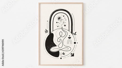Minimalist Abstract Yin Yang Line Art Wall Decor Illustration