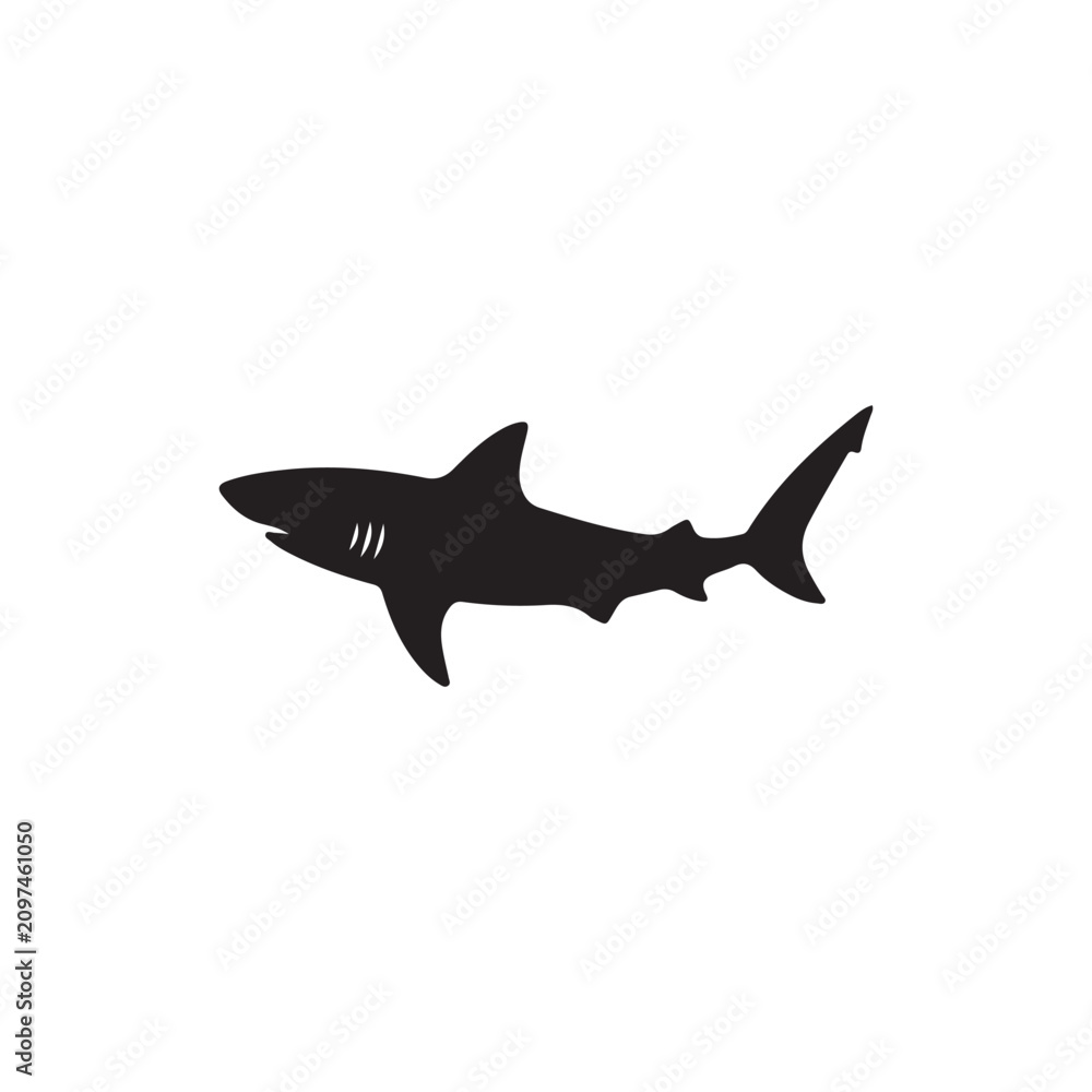 Obraz premium Lost shark in pool silhouette icon vector flat design.