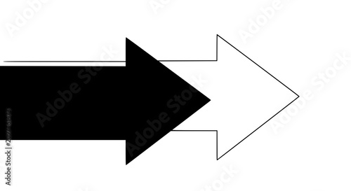 Photos Black and white arrows pointing right, symbolizing progress, direction, and cont
