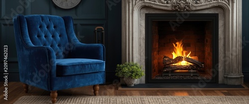 Relaxing blue velvet armcha...