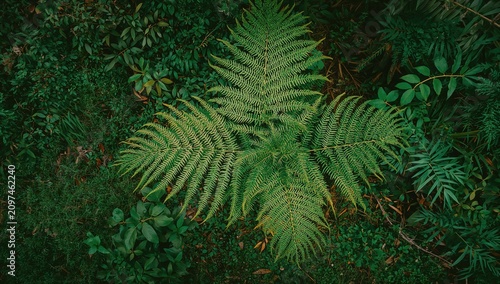 Fern Leaves Overhead View i...