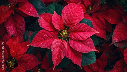 Vibrant Red Poinsettia Leav...