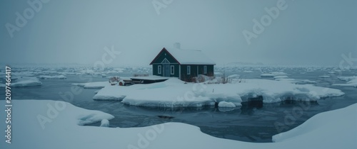 Solitary Green House on Ice...