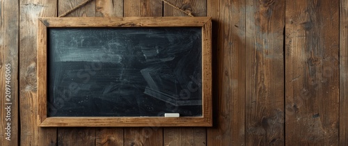 Chalkboard hanging on a woo...