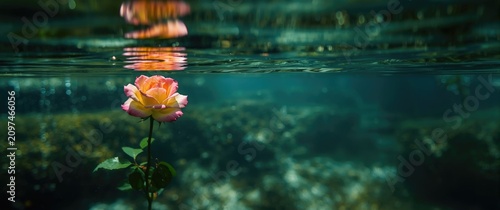 Underwater Rose in Clear Wa...