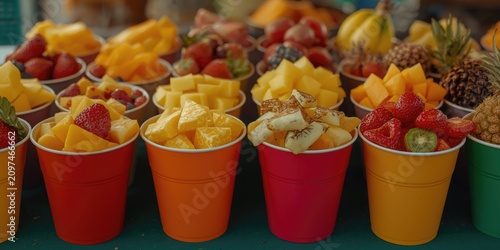 Colorful Fruit Cups Display...