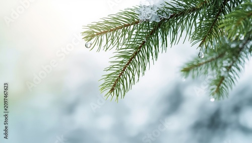 Snow-Covered Pine Branch wi...