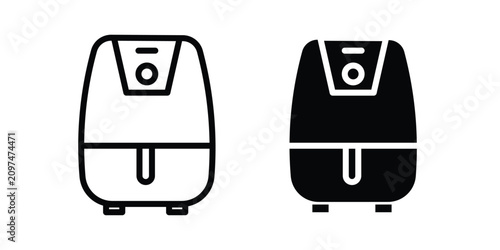 Fotografía air fryer line icon set in black color