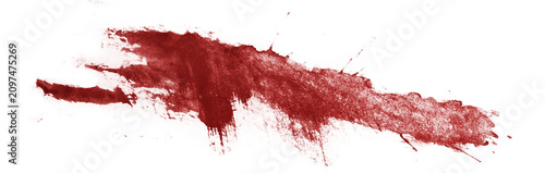 Fotografie Red blood splatter and smear mark, isolated on transparent cutout background