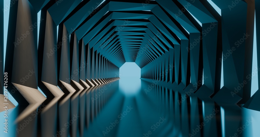 Obraz premium Abstract architecture background geometric shapes in design interior 3d render