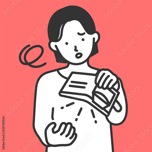 Εκτύπωση καμβά A heavy sigh escapes a young woman facing the harsh reality of her depleted budg