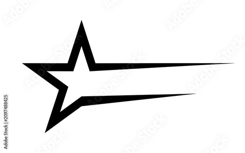 Cuadro en lienzo A sleek, dynamic black star with a trailing motion blur, symbolizing speed and direction