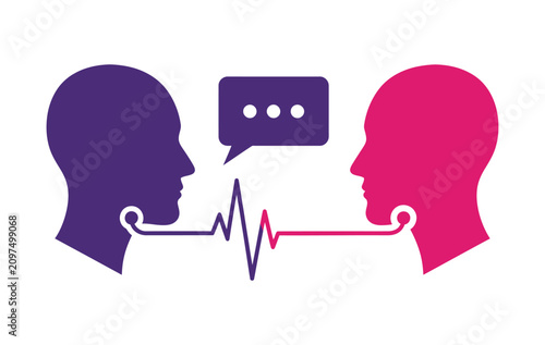 People connecting communication pulse wave talk and chat icon concept vector.