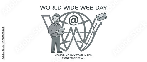 Foto World Wide Web Day Illustration Honoring Ray Tomlinson, Email Pioneer