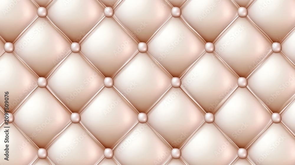Obraz premium Elegant beige leather upholstery pattern with tufted buttons for luxurious interior design textures and furniture backgrounds.