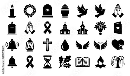 Canvastavla Funeral Service and Memorial Symbol Vector Collection in Minimal Flat Style