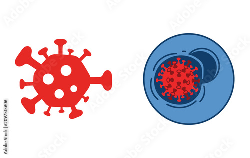 Virus cell infection microscopic medical science disease element vector icon.