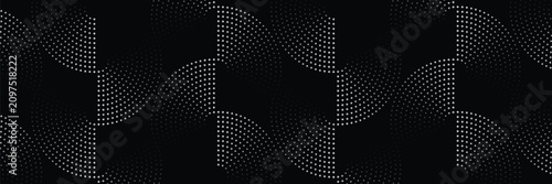 Abstract Black Halftone Dotted Wave Pattern Background with Flowing Curved Dot Gradient Modern Minimal Vector Design