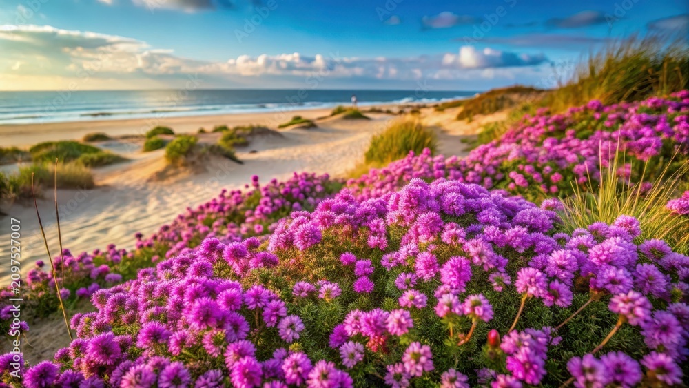 Obraz premium Purple flowers in the dunes on brittany s beaches