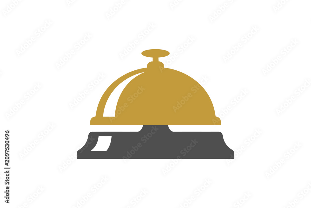 Fototapeta premium Gold service bell icon on a dark base