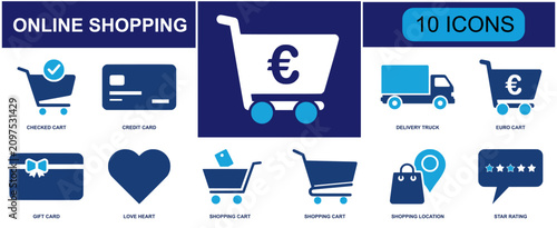 Bild auf Leinwand Online shopping icon set