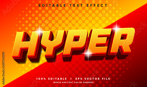 Fotografía Editable Hyper 3D Vector Text Effect with Modern Cyberpunk Neon Style