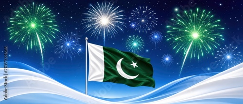 Pakistan independence day celebration background.