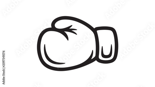 Boxing glove icon in black and white for sports and fitness designs