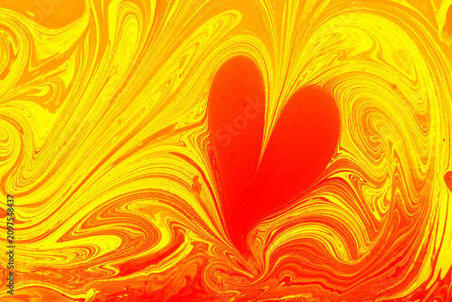 Ebru  marbling  background with heart shape. Unique art  marbling texture  background
