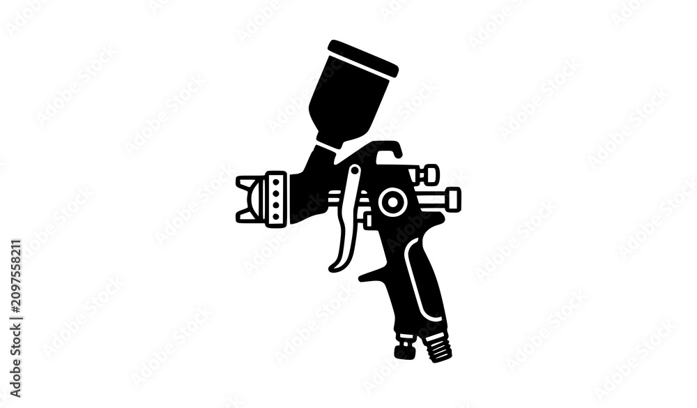 Fototapeta premium Industrial Paint Spray Gun Solid Vector Icon for Professional Equipment