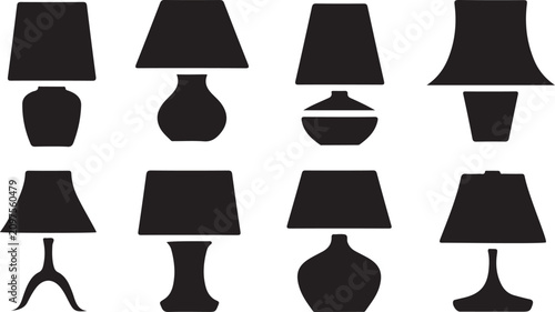 Black Table Lamp Silhouette Collection with Various Decorative Shapes