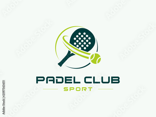 Padel Tennis Play Sport Team Club Racket Ball Modern Vector Logo Design Illustration