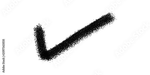 Black spray paint check mark symbol isolated on transparent background for graphic design use