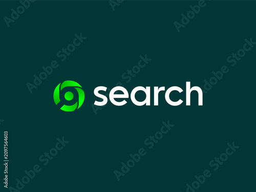 Modern Search Magnifying Glass Browser Research Find Symbol Vector Logo Design Illustration