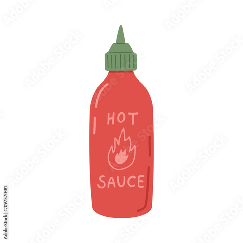 Hand drawn hot sauce bottle isolated on white background  