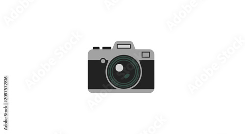 Konstfotografi Grey digital slr camera icon in flat minimalist style