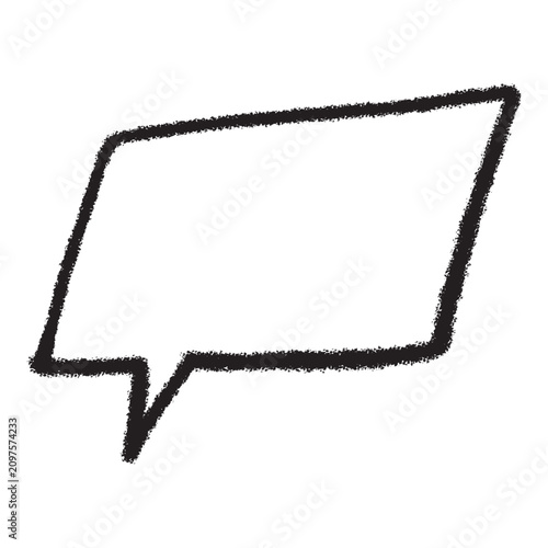 Hand drawn black textured slanted rectangular speech bubble outline shape