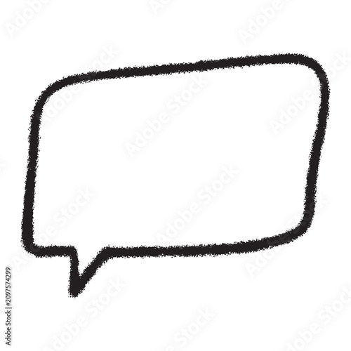 Hand drawn black textured thought bubble with trailing circles outline