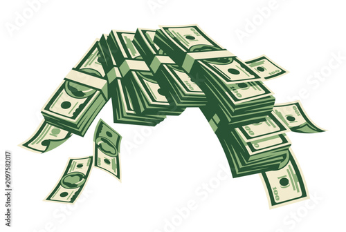 Φωτογραφία Stacks of green dollar bills forming a curved arch