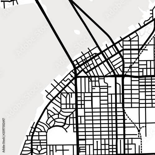 Symbol Map of the City Fort Myers (Florida, USA) showing the city center with a simple road network of black lines