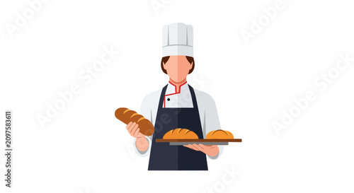 Female Baker Holding Freshly Baked Bread Tray