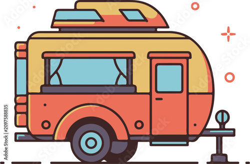 Minimalist Caravan flat design icon vector