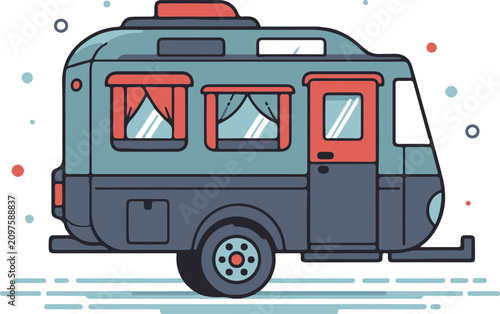 Minimalist Caravan flat design icon vector