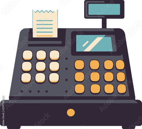 Minimalist Cash Register flat design icon vector